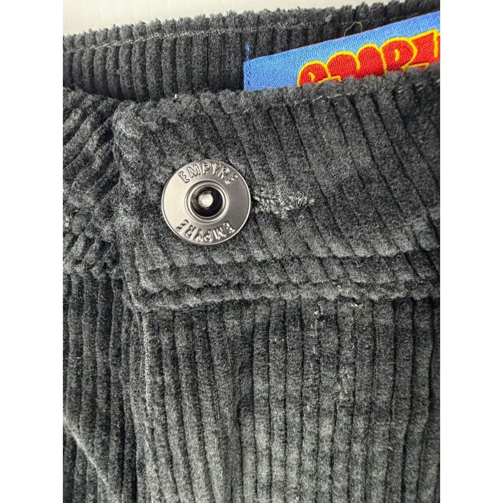 Empyre Youth Corduroy Skate Pants Black Loose Fit Size Y2K Streetwear Grunge